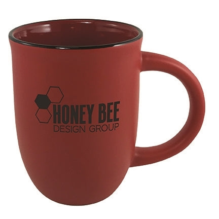 Salem 14oz red matte ceramic mug with black trim